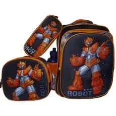 Mochila Escolar Infantil Robô com LED - Kit 3 Peças com Lancheira Térmica e Estojo