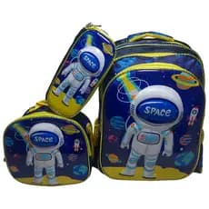 Mochila Escolar Astronauta Infantil Menino - Kit 3 em 1 com Lancheira Térmica e Estojo