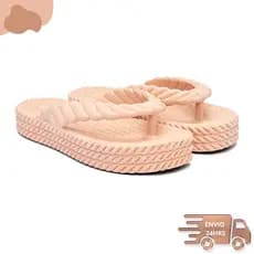 Chinelo 3 Tranças Feminino Confortável Macio Ortopédico