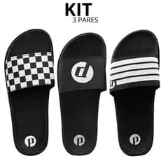Kit 1,2 e 3 Pares Chinelo Slide Masculino Feminino Macio Calce Fácil