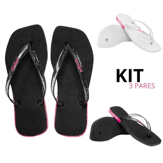 Kit Chinelo Feminino Casual Branco Preto Confortável