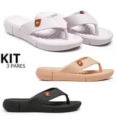 Combo 1 2 e 3 Pares Tamanco Feminino Modal Branco Preto