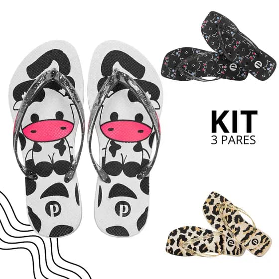 Kit Chinelos Femininos Leve Verão Dia a Dia