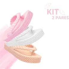 Kit Chinelo 3 Tranças Feminino Plataforma Confortável Leve