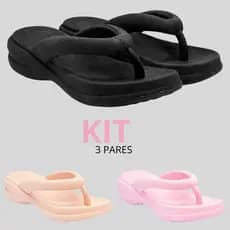 Combo 1 2 e 3 Pares Tamanco Liso Feminino Ortopédico Confortável
