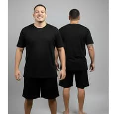 Pijama Masculino de Calor Curto em Malha Premium Plus Size Do p ao G4