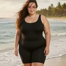 Maiô Plus Size Feminino Macaquinho de Natação e Hidroginástica Curto em Suplex + Touca – do GG ao G5