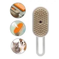 Escova a Vapor para Pets Cães Gatos 3 Em 1 Recarregável USB - Banho a Seco - Autolimpante - Massagem
