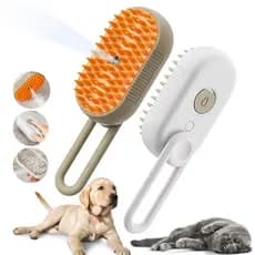 kit 2 Escova a Vapor 3 em 1 Elétrica Remove Pelo Massagem para Cães e Gatos