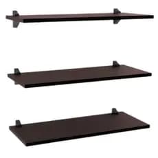 Kit com 3 Prateleiras MDP 60x25 + 6 Suportes em PP Brasforma - Chocolate