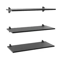 Kit 3 Prateleiras Mdp 60x25+6 Suportes Em Pp Brasforma Preto