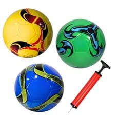 Kit 3 Bola Futebol n.5 Infantil PVC Sintético Com Bomba Manual Bola Futebol Criança Leve Cor Sortida