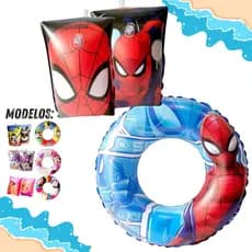 Boia Braço Infantil + Boia Circular Marvel Disney Homem Aranha Mickey Minnie Princesas Piscina Praia