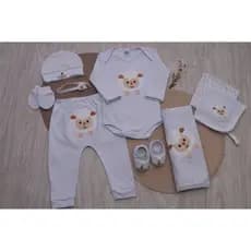 KIT COMPLETO MATERNIDADE C/8 PEÇAS UNISEX OVELHA BRANCO