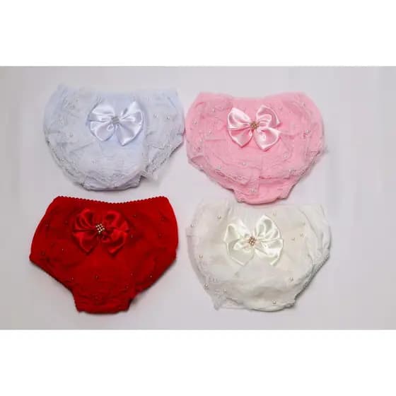 KIT C/4 CALCINHA BUNDA RICA TAPA FRALDA BEBE MENINA LUXO