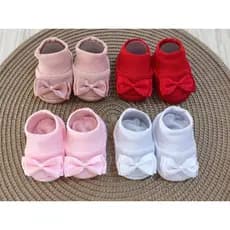MEIA SAPATINHO DE BEBE KIT COM 4 PARES ALGODAO MENINA