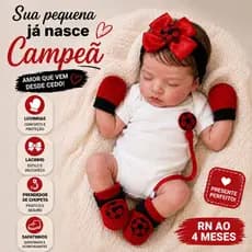 KIT 4 PEÇAS SAPATINHO BEBÊ COM LUVA PRENDEDOR DE CHUPETA E TIARA DO TEMA FUTEBOL