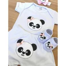 CONJUNTO BODY BEBE MENINA  COM SHORT + SAPATINHO E TIARA