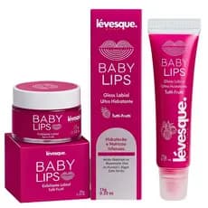 Kit Baby Lips Lévesque Tutti Frutti Gloss e Esfoliante Labial Hidratação Maciez e Brilho
