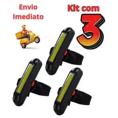 Kit Lanterna Traseira Led Sinalizador USB 100 Lumens | Traseira/Lateral/Bike