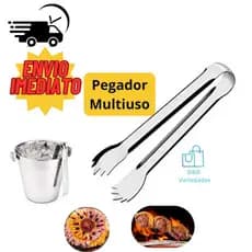 Pegador De Gelo Frutas De Inox Pinça Com Garra Para Drinks e Gelo