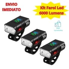Kit Lanterna Bicicleta Luz Forte Farol T6 Duplo Led Com Zoom 3 Focos  Recarregável TIPO C MTBK02