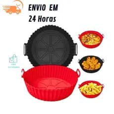 Forma Assadeira Para Air Fryer Em Silicone Flexível Lavável Resistente Cores Sortidas