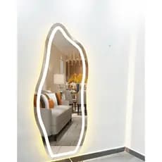 Espelho Orgânico Polido Flame E06 150x60cm 170x70cm Com LED Jateado Branco Frio 6000k