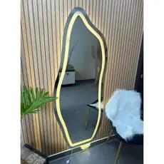 Espelho Orgânico Flame E06 150x60cm 170x70cm Com LED Jateado Branco Quente 3000k