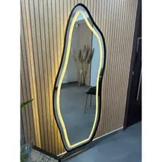 Espelho Flame Orgânico Moldura Metal Preto 150X60CM 170X70cm com LED Jateado Quarto Sala Banheiro
