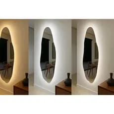 Espelho Grande Orgânico Grande Led Quente 3000K Neutro 4000k Frio 6000k Sem Moldura Corpo Inteiro Banheiro Hall Bivolt