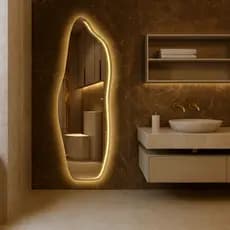Espelho Corpo Inteiro Led Frontal Jateado Polido Grande Quarto Luxo Bivolt Touch Tamanhos Variados