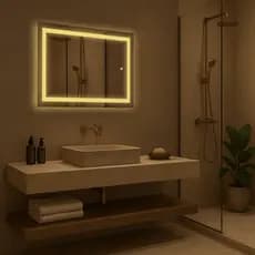 Espelho Retangular 100cm x 100cm Led Jateado Touch Grande Decorativo Bivolt Sala Quarto Banheiro Hotel 3 TONS DE LED