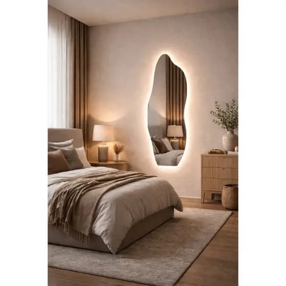 Espelho Led Bivolt 90cm x 40cm Flame Sem Led Polido Sala Salão Loja Luxo Lançamento Led Branco Led Neutro Led Amarelo