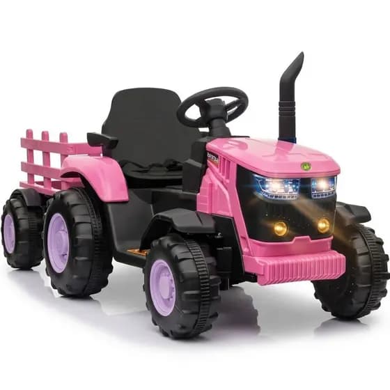 Trator Infantil Elétrico Quadriciclo com Carretinha Removível e Pedal de Aceleração Carrinho Zippy