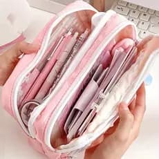 Estojo Kawaii Para Lápis Grande Capacidade Com Porta-Caneta Fofo Estudantes De Volta Às Aulas Papelaria Coreana
