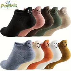 Meias de calcanhar feminino Meias de rosto sorridentes japonesas Meias de olho sorridentes bordadas femininas