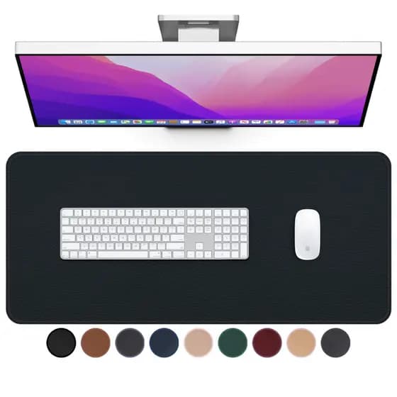 Deskpad Mousepad 90x40cm Preto Couro Ecológico Antiderrapante Ergonômico Profissional Para Mesa