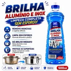 Limpa Alumínio Inox Provita 500ml Limpeza Pesada Brilho Intenso Remove Crostas Manchas Difíceis Brilha Alumínio