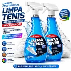 2 Limpa Tênis À Seco Spray Premium 500ml Remove Sujeira Pesada Renova Calçado Solado Branco Colorido