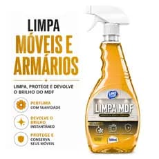 Limpa MDF 500ml Spray Perfumado Limpeza Rápida Móveis Armários Remove Sujeira Gordura Sem Danificar
