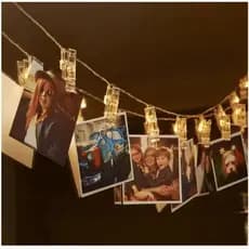 Decoração Varal de Fotos Pregador Cordão Luminoso Branco Quente 2 m 10Leds Pilha