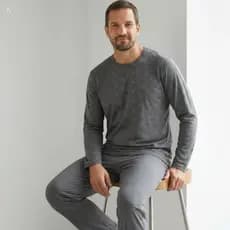 Pijama de Inverno Masculino Manga Longa Calça Comprida Adulto de Frio Roupa de Dormir Sleepwear