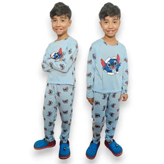 Pijama Infantil Masculino Inverno Manga Longa Calça Malha Menino Dia Frio Personagens