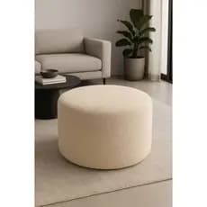 Puff Orgânico Tecido Boucle Para Descanso dos Pés Decorativo Manicure Decoração  Visammer