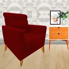 Poltrona Decorativa Opaly Sofisticada Elegante Para Recepção E Escritório Tecido Suede Visammer