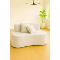 Sofá Orgânico Curvo Para Sala Recepção Visammer Tecido Suede Reforçada e Confortavél