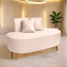 Sofá Feijão  Curvo 1,15m Moderno  Tecido Veludo com 2 Almofadas Decorativas Visammer