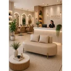 Sofa Namoradeira Organico 115 Cm Tecido Corino Pe de Ferro  Para Salão de Beleza Visammer