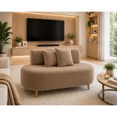 Sofa Namoradeira  Feijão Organico Tecido Veludo Para Sala Televisão Visammer